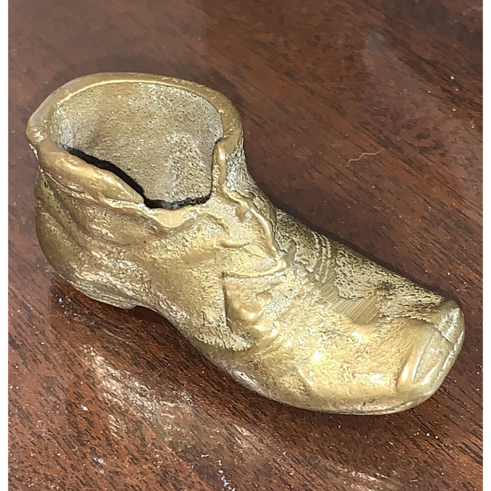 Vintage Peerage Solid Brass  Shoe Boot Match Striker Match Holder England 3 Inch